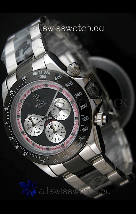 Rolex Daytona Cosmograph Swiss Replica Black PVD Watch in Silver Subdials 