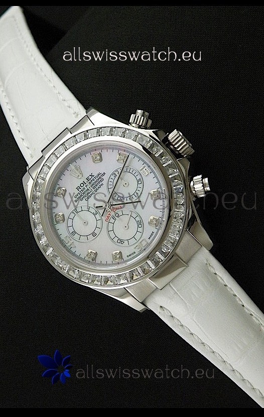 Rolex Oyster Perpetual Cosmograph Daytona Swiss Replica Watch in White Strap