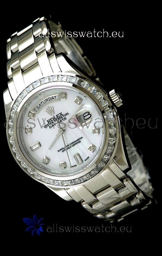 Rolex Oyster Perpetual Day Date Japanese Automatic Watch in Mop White Dial