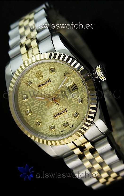 Rolex Replica Datejust Mens Japanese Watch in Gold Dial - 41MM