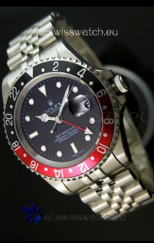 Rolex Replica GMT Masters Watch with Black/Red Bezel