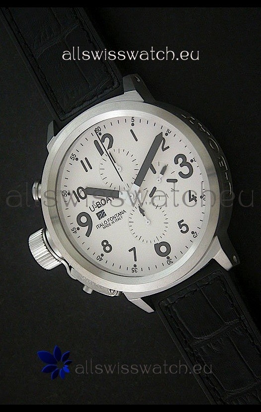 U-Boat Flightdeck Steel Watch in White Dial