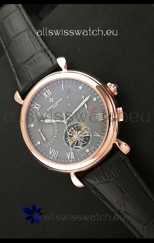 Vacheron Constantin Reserve Tourbillon Japanese Replica Rose Gold Watch in Grey Dial
