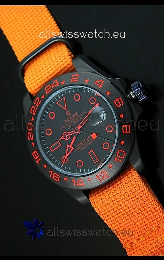 Rolex Explorer II Bamford Stealth and Flame Edition Navy Nylon Strap Replica Watch