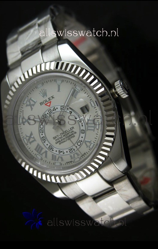 Rolex Sky-Dweller Stainless Steel Watch in White Dial