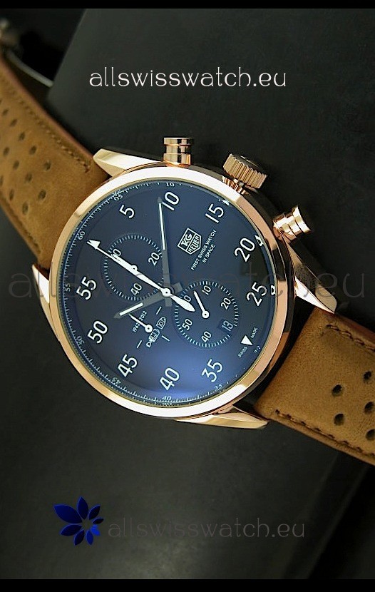 Tag Heuer Carrera 1887 SpaceEX Edition Japanese Quartz Watch in Pink Gold