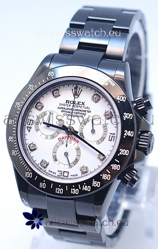 Rolex Cosmograph Project X Editions Black Out Daytona Swiss Replica Watch in Diamond Markers
