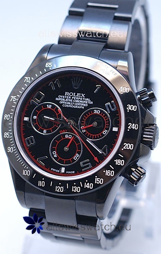 Rolex Cosmograph Project X Editions Black Out Daytona Swiss Replica Watch in Black Dial