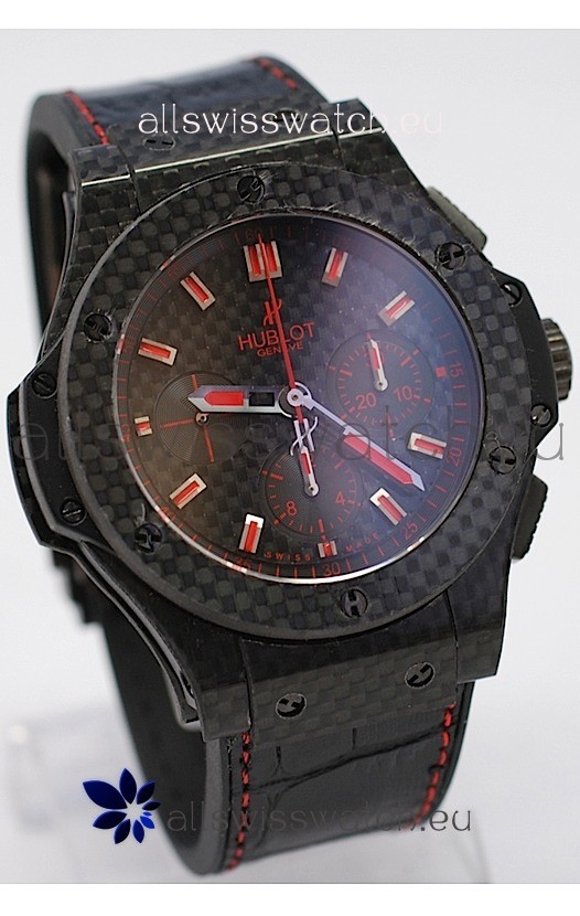 Hublot Big Bang All Carbon Swiss Replica Watch in Red