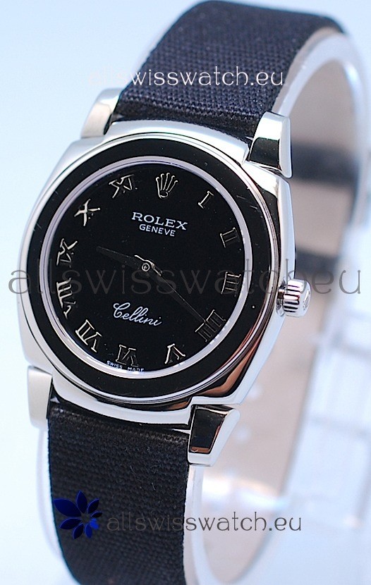 Rolex Cellini Cestello Ladies Swiss Black Watch in Roman Markers