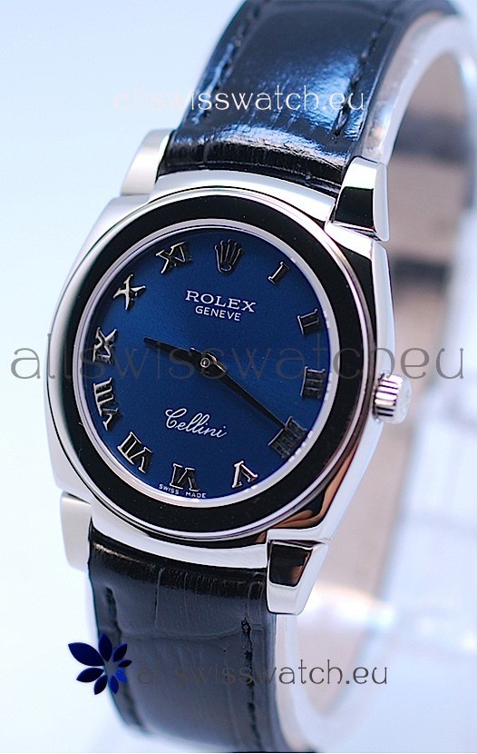 Rolex Cellini Cestello Ladies Swiss Blue Watch in Roman Markers