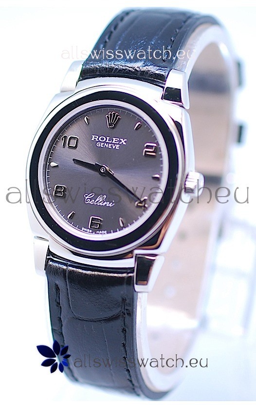 Rolex Cellini Cestello Ladies Swiss Replica Watch in Grey Silver Dial