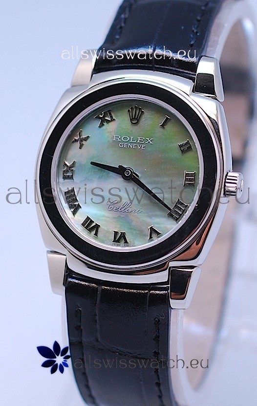 Rolex Cellini Cestello Ladies Swiss Watch in Green Pearl Face