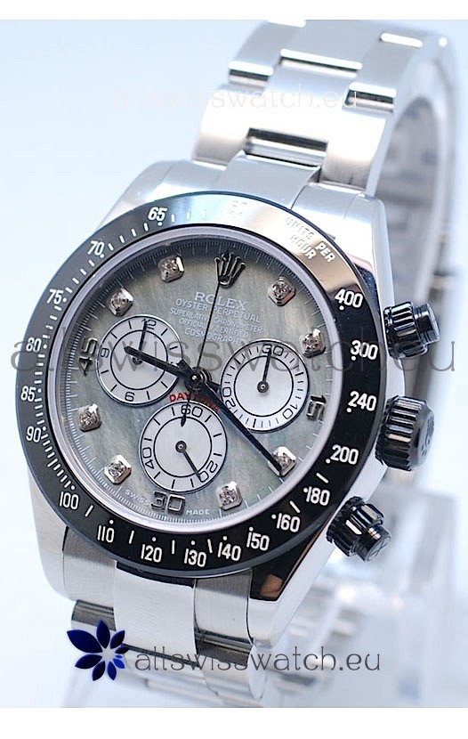 Rolex Daytona MonoBloc Cerachrom Bezel Swiss Replica Rose Gold Plated Watch in White Mother Pearl Dial