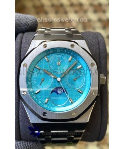 Audemars Piguet Royal Oak Perpetual Calendar Swiss Replica 904L Steel in Cyan Blue Dial
