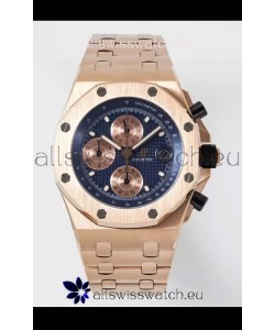 Audemars Piguet Royal Oak Offshore Blue Dial Chronograph 1:1 Mirror Replica Watch - Rose Gold 