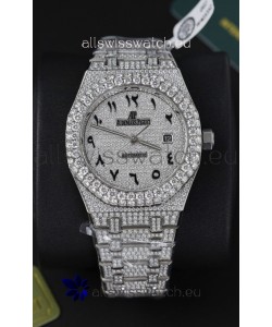 Audemars Piguet Royal Oak 15400 Iced Out Arabic Dial in Stainles Steel Casing Swiss Replica Watch