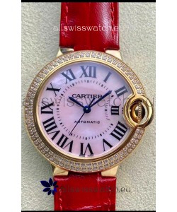 Ballon De Cartier Swiss Automatic 1:1 Mirror Quality 33MM in Rose Gold Pink Pearl Dial