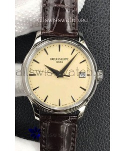 Patek Philippe Calatrava 5227G-001 Pale Yellow Dial 1:1 Mirror Swiss Replica Steel Casing