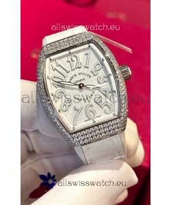 Franck Muller V32 Swiss Quartz Mossanite 1:1 Replica Watch 36MM White Numerals