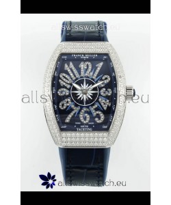 Franck Muller Vanguard V32 Blue Dial - Diamonds Casing Swiss Replica Watch