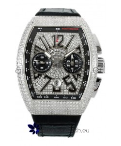 Franck Muller Vanguard V45 Chronograph 904L Steel Diamonds Embedded Dial Swiss Replica