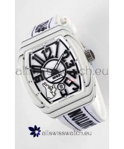 Franck Muller "Fr2nck" Vanguard Rabbit Edition Swiss Replica Watch in White Carbon Casing 