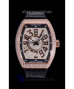 Franck Muller Vanguard Crazy Hours Edition in Rose Gold Plating - Black Numerals