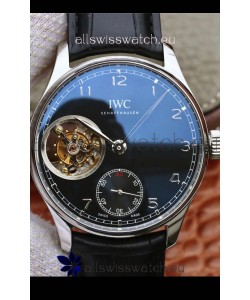 IWC Portuguese Genuine Swiss Tourbillon Movement Watch in Black Dial