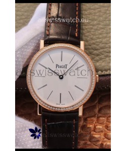 Piaget Altiplano G0A31114 1:1 Mirror Swiss Replica Watch in Rose Gold White Dial Diamonds Bezel