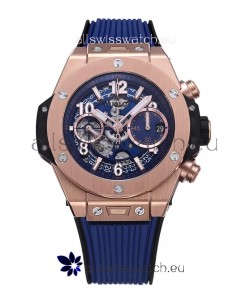Hublot Big Bang Unico Blue Rose Gold Casing 1:1 Mirror Edition Swiss Replica Watch