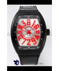 Franck Muller Vanguard Crazy Hours in DLC Coated Casing White Dial Swiss Replica Watch 