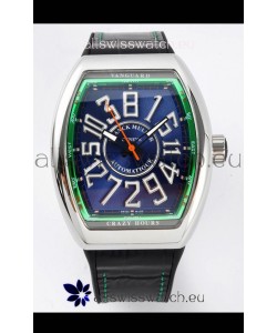 Franck Muller Vanguard Crazy Hours Steel Blue Dial Swiss Replica Watch 