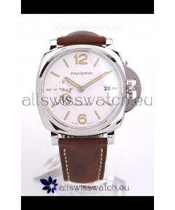 Panerai Luminor DUE PAM1046 White Dial 42MM 1:1 Mirror Quality - 904L Steel in Leather Strap 