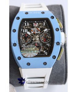 Richard Mille RM011 Blue Ceramic Casin White Rubber Strap 1:1 Mirror Swiss Replica Watch 