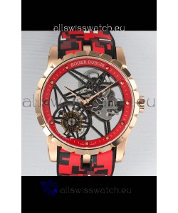 Roger Dubuis Excalibur Spider Flying Tourbillon Skeleton Rose Gold Casing 42MM 1:1 Mirror Swiss Watch