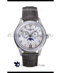 Patek Philippe Complications 4948G Annual Calendar Moonphase Pearl Dial White Gold Swiss Replica 