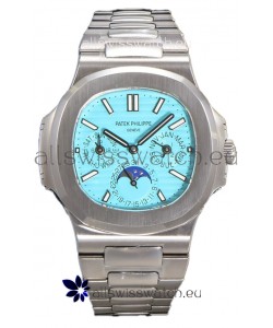 Patek Philippe Nautilus 5740 Perpetual Calendar White Gold Tiffany Dial Swiss Replica Watch 
