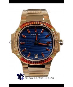 Patek Philippe Nautilus 7118R 35MM 1:1 Rose Gold Case Blue Dial 1:1 Mirror Replica Watch