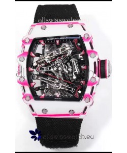 Richard Mille RM38-02 White/Pink Carbon Bubba Watson Black Nylon Tourbillon Movement 1:1 Mirror Replica