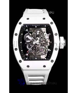 Richard Mille RM055 White Ceramic Casing 1:1 Mirror Replica Watch in White Strap