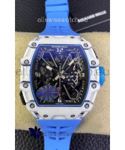 Richard Mille RM35-03 Rafael Nadal Edition White Carbon Fiber Casing 1:1 Mirror Replica Watch in Blue Strap 