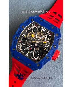 Richard Mille RM35-03 Rafael Nadal Edition Blue Carbon Fiber Casing 1:1 Mirror Replica Watch in Red Strap