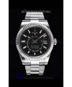 Rolex Sky-Dweller REF# 326934 Black Dial Watch in 904L Steel Case 1:1 Mirror Replica