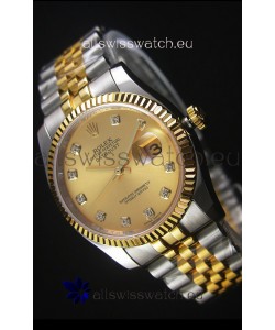 Rolex Datejust Replica Japanese Watch - Two Tone Plating with Gold Dial in 36MM Casing