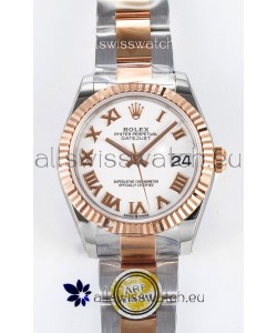 Rolex Super Clone Datejust ETA 2688 Movement 31MM Two Tone Rose Gold Swiss White Dial