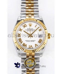 Rolex Super Clone Datejust ETA 2688 Movement 31MM Two Tone Yellow Gold Swiss White Dial