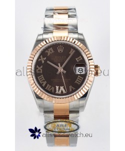 Rolex Super Clone Datejust ETA 2688 Movement 31MM Two Tone Rose Gold Swiss Brown Dial