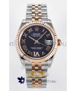 Rolex Super Clone Datejust ETA 2688 Movement 31MM Two Tone Rose Gold Swiss Purple Dial