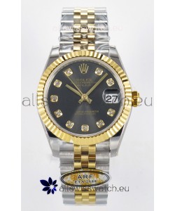 Rolex Super Clone Datejust ETA 2688 Movement 31MM Two Tone Yellow Gold Swiss Grey Dial